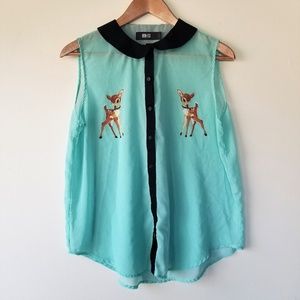 Iron First: Seafoam green sleeveless bambi top - L